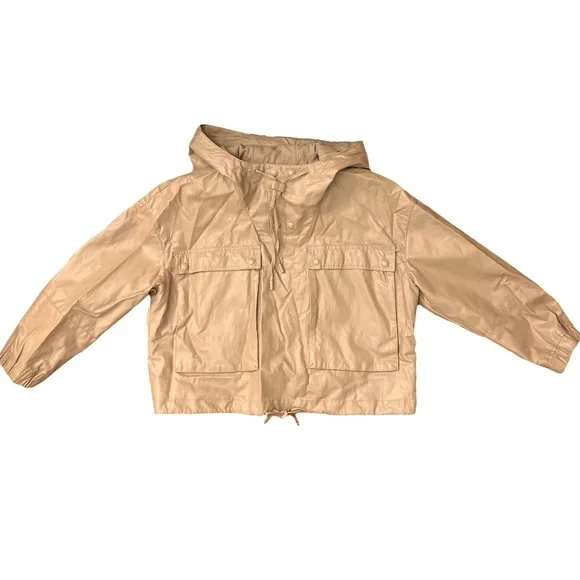 ZARA Limited Edition Faux Leather Jacket Outerwear Size M-L Caramel Tan Khaki - Picture 5 of 14